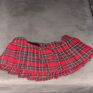Motel Rocks Red Tartan Pleated Mini Skirt